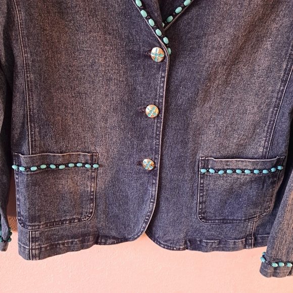Diane Gilman Embellished Denim Blazer - Picture 3 of 6